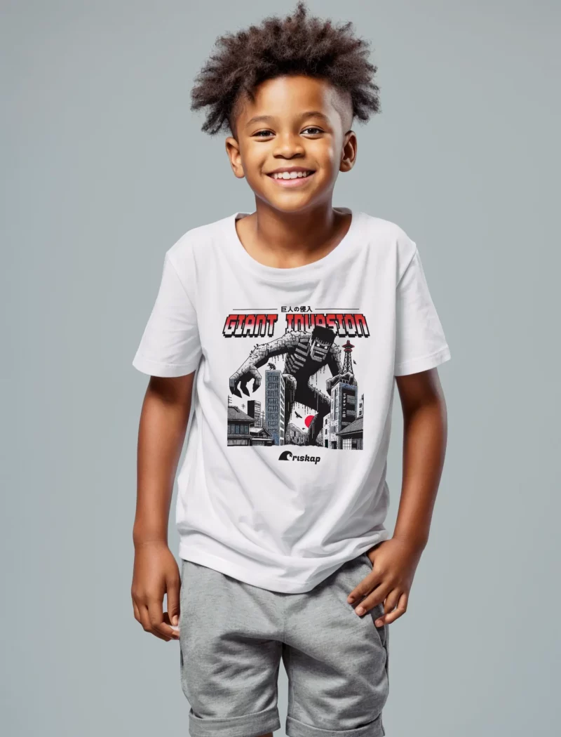 T-shirt garçon – giant invasion riskap – coton bio premium