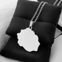 Collier Pendentif Carte de la Réunion en Acier Inoxydable - Couleur Argent