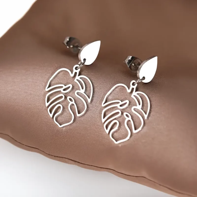 Boucles d'oreilles contours monstera