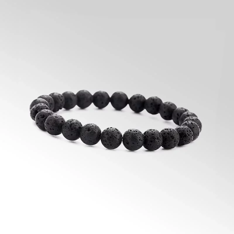 Bracelet en pierre naturelle - noir - 19 cm