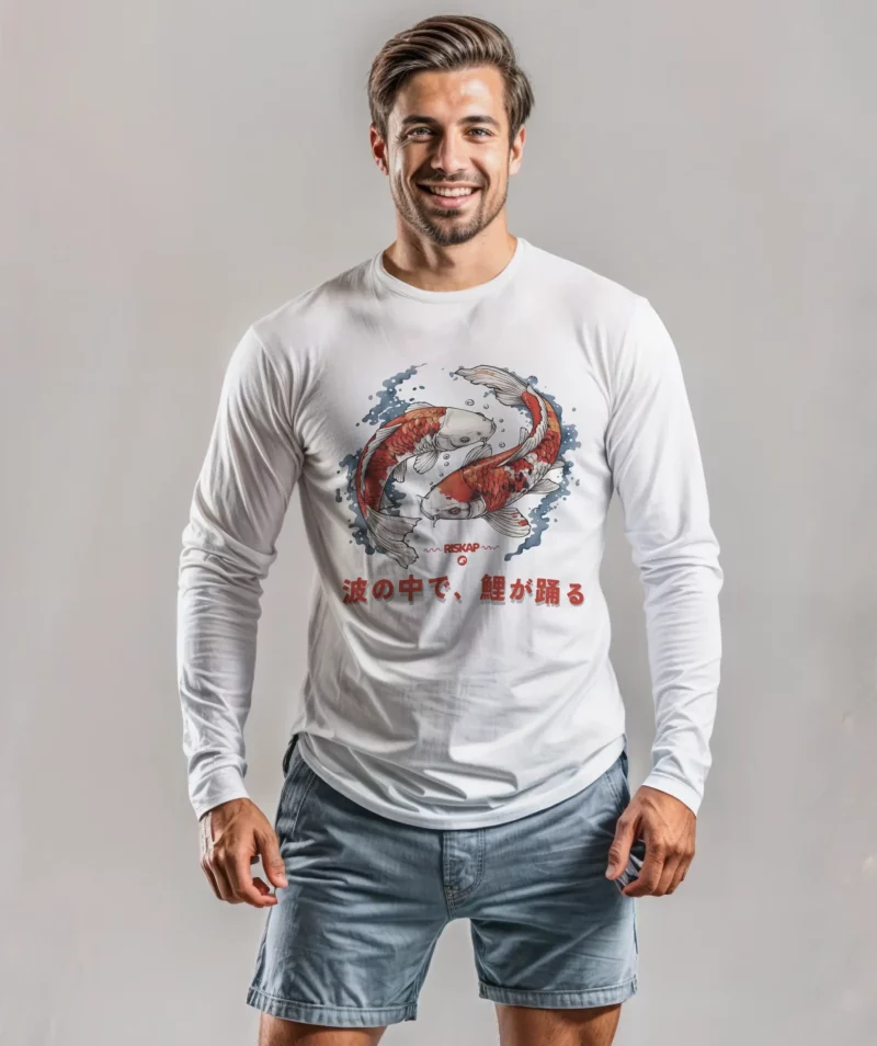 T-shirt homme manches longues - carpe koï